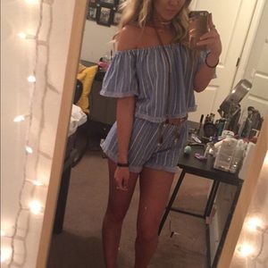 Two piece blue striped set